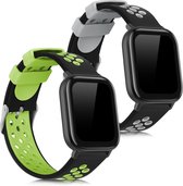 kwmobile 2x armband voor Huami Amazfit GTS / GTS 2 / GTS 2e / GTS 3 - Bandjes voor fitnesstracker in zwart / grijs / zwart / groen