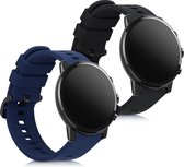 kwmobile 2x armband voor Huami Amazfit Neo - Bandjes voor fitnesstracker in zwart / donkerblauw
