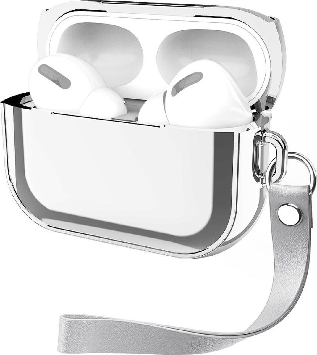 AirPods hoesjes van By Qubix AirPods Pro Glans - hard case - Zilver Airpods Pro Case Hoesje voor Airpods pro Hoes