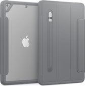 Apple iPad 9.7 2017/2018 Hoes - Tri-Fold Book Case met Transparante Back Cover en Pencil Houder - Grijs