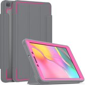 Case2go - Tablet hoes geschikt voor Samsung Galaxy Tab A 8.0 (2019) - Tri-Fold Book Case met Transparante Back Cover en Pencil Houder - Roze/Grijs