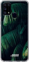 6F hoesje - geschikt voor Samsung Galaxy M31 -  Transparant TPU Case - Palm Leaves Dark #ffffff