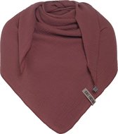 Knit Factory Liv Gebreide Omslagdoek - Driehoek Sjaal Dames - Stone Red - 190x85 cm - 100% Biologisch katoen