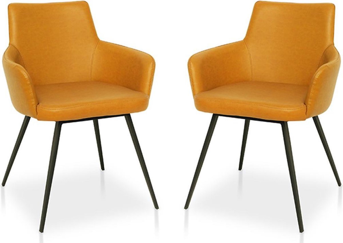 Lineaflex Seating Vergaderstoel/Kantinestoel Wilson - Set van 2 - Cognac PU Kunstleer