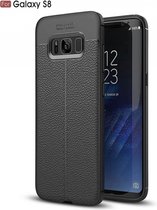 Hoesje geschikt voor Samsung Galaxy S8, soft case in extra luxe Mat-Zwart TPU leer, backcover