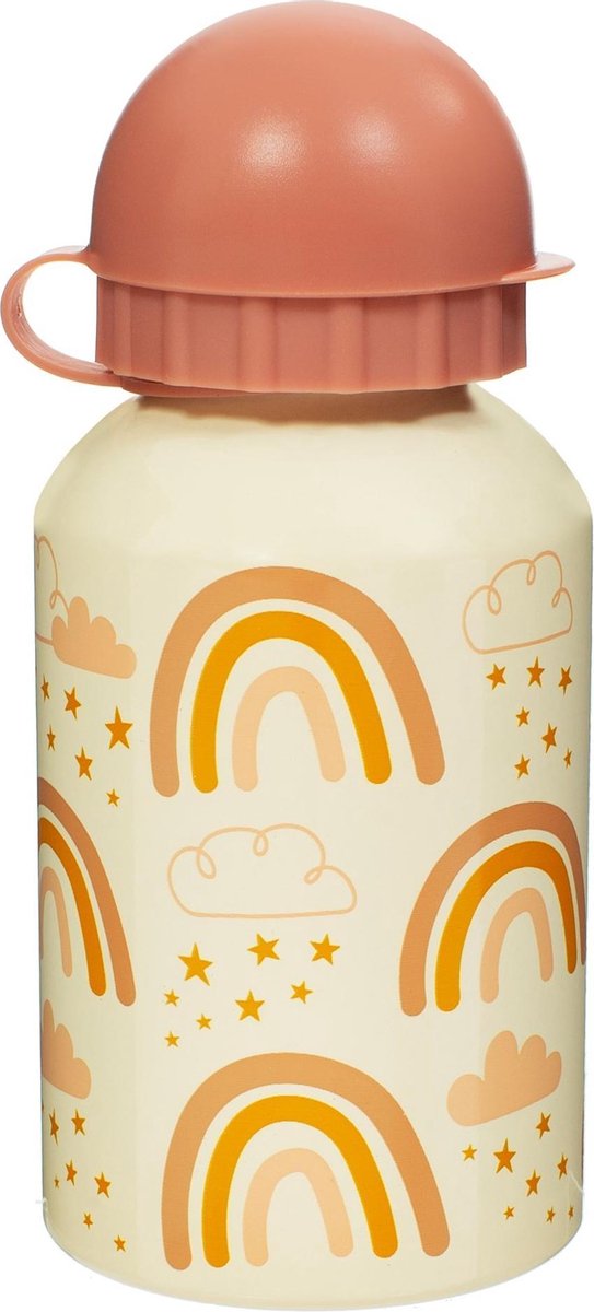 Drinkfles metaal regenboog met sportdop - Waterfles aluminium kinderen - Sass & Belle