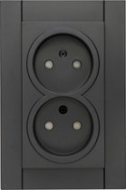 KOPP - Wandcontactdoos - Athenis - Inbouw - 1-voudig Dubbel Stopcontact - Kinderbeveiliging - Mat Antraciet - BES LED
