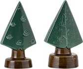J-Line kerstboom - porselein - groen - small - 2 stuks