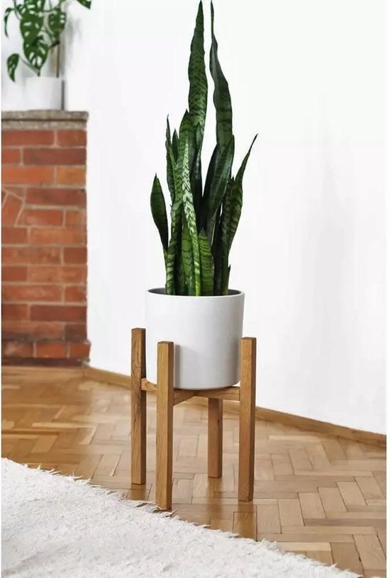 Plantenstandaard | Diameter tot 24 cm | Plantenkruk | Bloempotten voor binnen | Plantentafeltje voor binnen | Bloempot standaard | Plantenstandaard binnen | Hout | Licht bruin