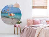 Luxe Behangcirkel zelfklevend flamingo - rose - Sticky Decoration - wooncirkel - decoratie - woonaccesoires - behangcirkel - diameter 60 cm