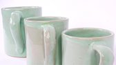 Handgemaakte aardewerk mok M mintgroen set van 4
