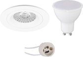 LED Spot Set - Luxino Rodos Pro - GU10 Fitting - Dimbaar - Inbouw Rond - Mat Wit - 6W - Warm Wit 3000K - Ø93mm