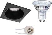 PHILIPS - LED Spot Set - SceneSwitch 827 36D - Luxino Minko Pro - GU10 Fitting - Dimbaar - Inbouw Vierkant - Mat Zwart - 1.5W-5W - Warm Wit 2200K-2700K - Verdiept - 90mm