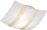 LED Plafondlamp - Plafondverlichting - Nitron Niki - E27 Fitting - 2-lichts - Vierkant - Mat Goud - Glas