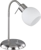 LED Tafellamp - Nitron Frudo - 4W - E14 Fitting - Warm Wit 3000K - Rond - Mat Nikkel - Aluminium