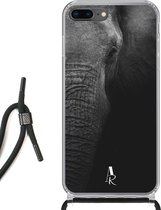 iPhone 7 Plus hoesje met koord - Elephant Black and White