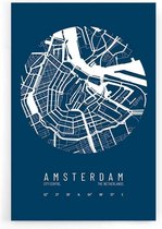 Walljar - Stadskaart Amsterdam Centrum IV - Muurdecoratie - Poster met lijst