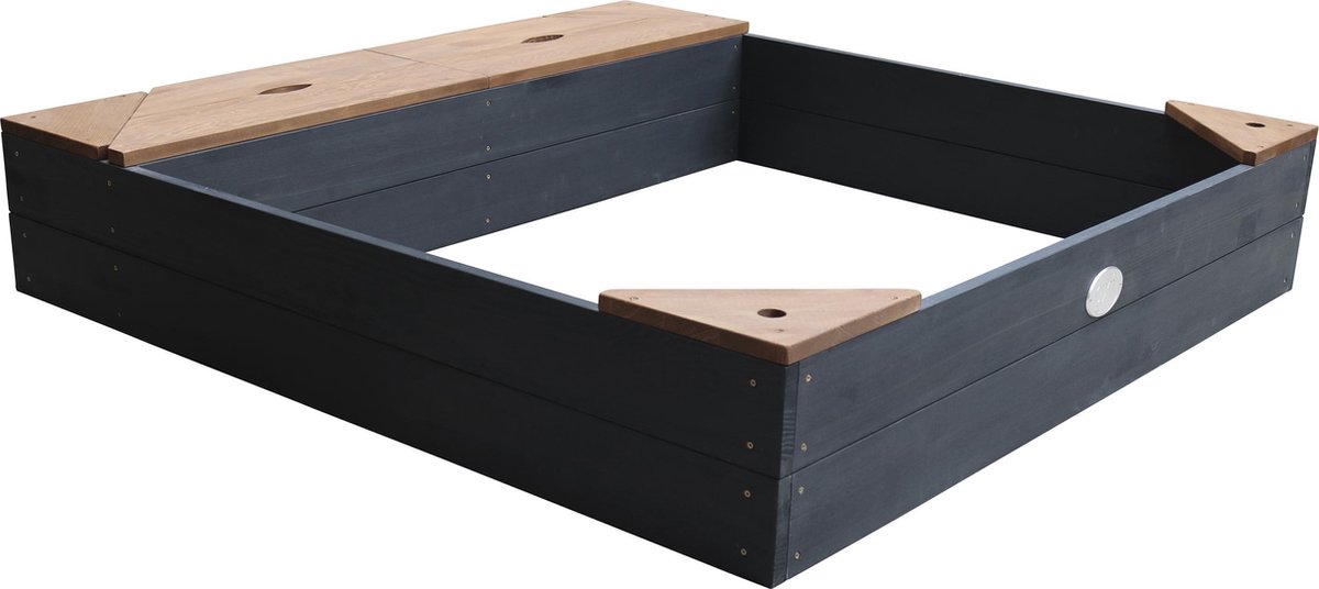 AXI Amy Houten Zandbak Antraciet/Bruin - Incl. Beschermhoes, Opbergruimte en Zitbankjes - FSC hout - 115x115cm — afbeelding 6