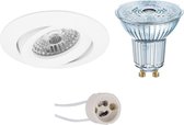 OSRAM - LED Spot Set - Parathom PAR16 930 36D - Primux Uranio Pro - GU10 Fitting - Dimbaar - Inbouw Rond - Mat Wit - 3.7W - Warm Wit 3000K - Kantelbaar - Ø82mm