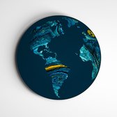 Muurcirkel Marmer looks | wereldbol | Blue and gold - 120x120cm, Dibond