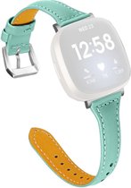 Shop4 - Fitbit Versa 4 Bandje - Fitbit Versa 3 Bandje - Fitbit Sense 2 Bandje - Fitbit Sense Bandje - Kunstleer Dun - Cyaan Blauw