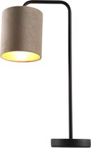 Olucia Kristin - Moderne Tafellamp - Metaal/Stof - Taupe;Goud