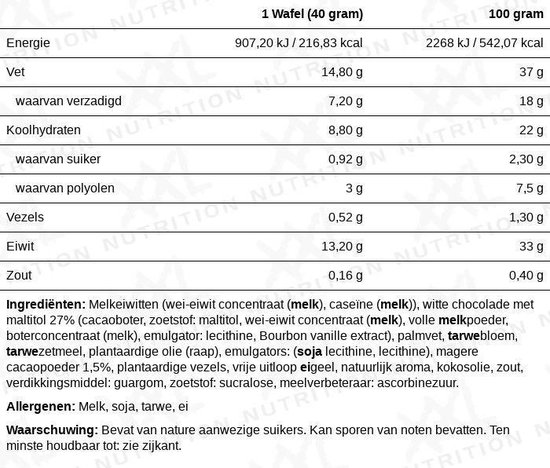 XXL Nutrition - Delicious Protein Wafer - Proteďne Wafelmix, Eiwit Snacks - Cookies & Cream - 12 pack van XXL Nutrition — afbeelding 4