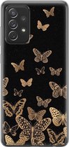 Samsung Galaxy A72 hoesje siliconen - Vlinders - Soft Case Telefoonhoesje - Print / Illustratie - Zwart