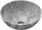 Saniclass Java Marble waskom 42x42x15cm rond marmer wit