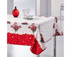 Kerst tafelkleed Kerstman 145 x 200 cm - Tafellaken Polyester - Vocht- en vuilafstotend