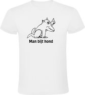 Man bijt Hond  Heren t-shirt | dieren | freak | raar | gek |  mafkees |  kado | Wit