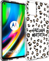 iMoshion Design voor de Motorola Moto G9 Plus hoesje - Luipaard - Bruin / Zwart