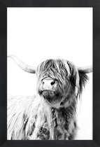 JUNIQE - Poster met houten lijst Highland Cattle Frida 2 -13x18 /Grijs