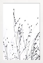 JUNIQE - Poster in houten lijst Black Grass -60x90 /Wit & Zwart