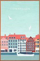 JUNIQE - Poster met kunststof lijst Kopenhagen - retro -20x30