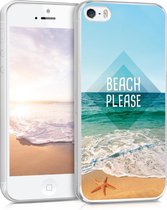 kwmobile telefoonhoesje voor Apple iPhone SE (1.Gen 2016) / 5 / 5S - Hoesje voor smartphone in blauw / turquoise / bruin - Strand en Zeesterren design