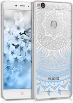 kwmobile telefoonhoesje voor ZTE Nubia Z11 - Hoesje voor smartphone in blauw / wit / transparant - Indian Sun design