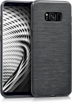 kwmobile telefoonhoesje compatibel met Samsung Galaxy S8 Plus - Hoesje voor smartphone in antraciet / transparant - Backcover van TPU - Brushed Aluminium design