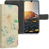 kwmobile telefoonhoesje voor Huawei P Smart (2019) - Hoesje met pasjeshouder in groen / blauw / beige - Maritieme Stempels design