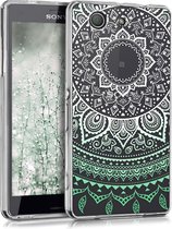 kwmobile telefoonhoesje voor Sony Xperia Z3 Compact - Hoesje voor smartphone in mintgroen / wit / transparant - Indian Sun design