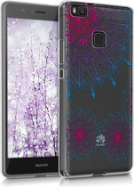 kwmobile telefoonhoesje voor Huawei P9 Lite - Hoesje voor smartphone in roze / blauw / transparant - Vintage Bloemenring design