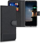 kwmobile telefoonhoesje voor Google Pixel 4 - Hoesje met pasjeshouder in antraciet / zwart - Case met portemonnee