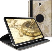 kwmobile hoes voor Samsung Galaxy Tab S4 10.5 - 360 graden tablethoes - Vintage Travel design - bruin / lichtbruin