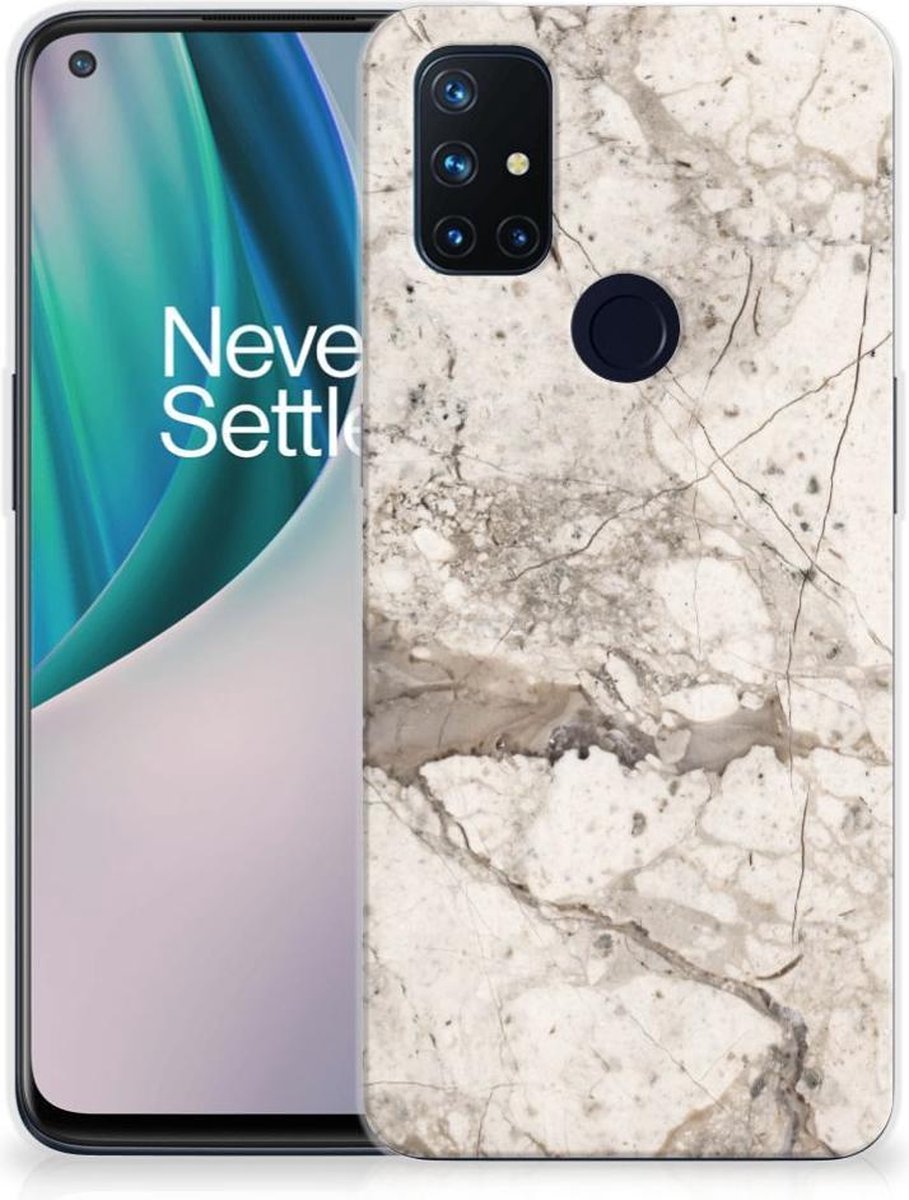 OnePlus Nord N10 5G TPU Siliconen Hoesje Marmer Beige