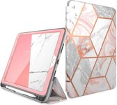 COSMO Bookcase Hoes iPad 2017 (5e Generatie) / iPad 2018 (6e Generatie) - 9.7 inch - Pencil houder - Marble Wit