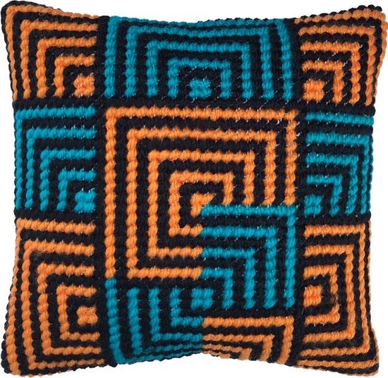Needleart World Blue & Gold Bargello Kruissteekkussen pakket