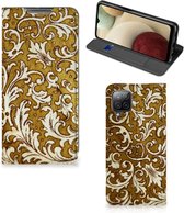 Bookcase Samsung Galaxy A12 Telefoonhoesje Barok Goud