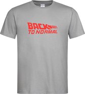 Grijs T shirt met Rood logo " Back To Normal " print size XL