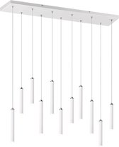 LED Hanglamp - Nitron Tular - 22W - Warm Wit 3000K - Rechthoek - Mat Wit - Aluminium