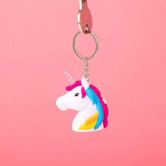 Kikkerland Einhorn LED Schlüsselanhänger - Mit Licht & Sound, Weiß, 4x5 Cm